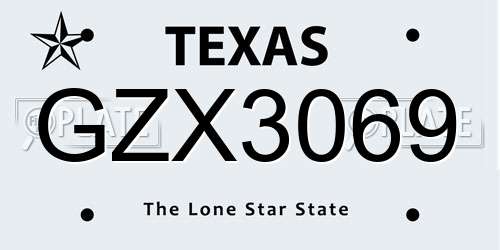 GZX3069 Texas License Plate