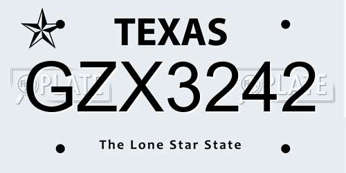 GZX3242 Texas License Plate