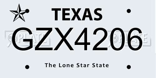 GZX4206 Texas License Plate