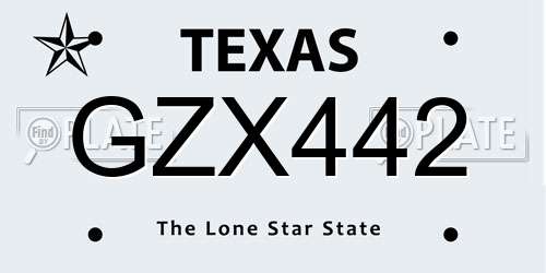 GZX442 Texas License Plate