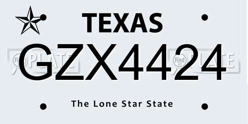 GZX4424 Texas License Plate