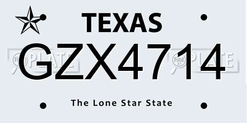 GZX4714 Texas License Plate