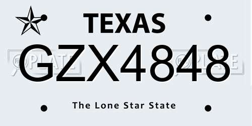 GZX4848 Texas License Plate
