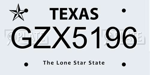 GZX5196 Texas License Plate