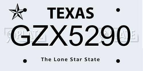 GZX5290 Texas License Plate