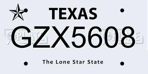 GZX5608 Texas License Plate