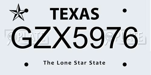 GZX5976 Texas License Plate