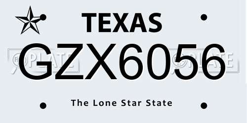 GZX6056 Texas License Plate