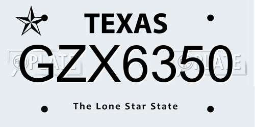 GZX6350 Texas License Plate