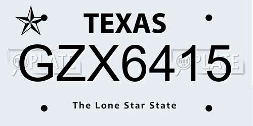 GZX6415 Texas License Plate