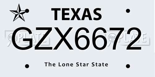 GZX6672 Texas License Plate