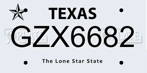 GZX6682 Texas License Plate