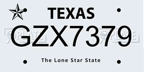 GZX7379 Texas License Plate