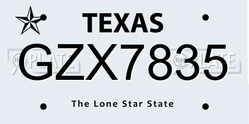 GZX7835 Texas License Plate