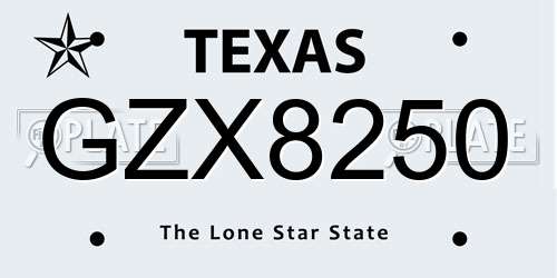 GZX8250 Texas License Plate