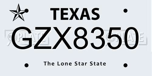 GZX8350 Texas License Plate