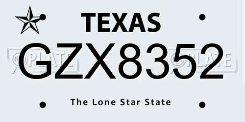 GZX8352 Texas License Plate