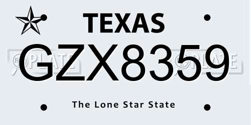 GZX8359 Texas License Plate