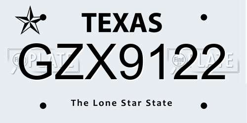 GZX9122 Texas License Plate