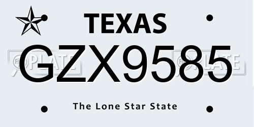 GZX9585 Texas License Plate