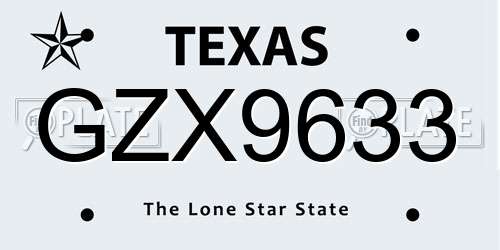 GZX9633 Texas License Plate