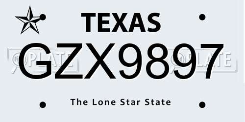 GZX9897 Texas License Plate