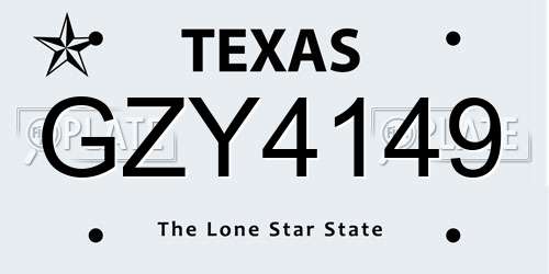 GZY4149 Texas License Plate