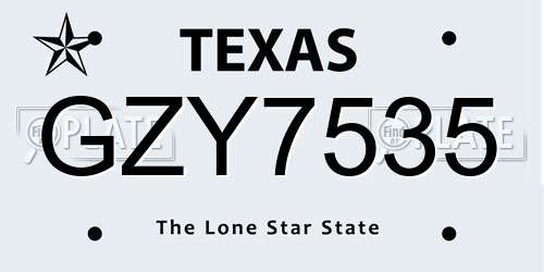 GZY7535 Texas License Plate