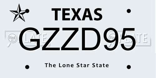 GZZD95 Texas License Plate