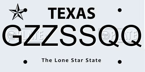 GZZSSQQ Texas License Plate