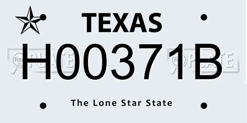 H00371B Texas License Plate