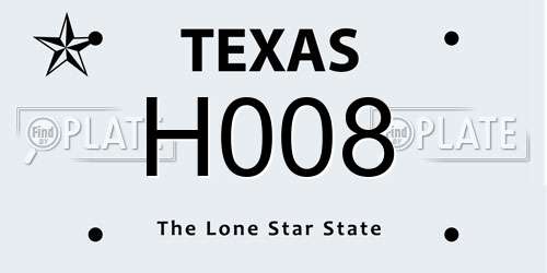 H008 Texas License Plate