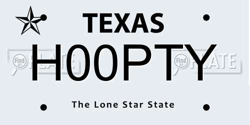 H00PTY Texas License Plate