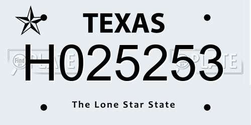 H025253 Texas License Plate
