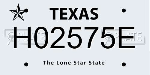 H02575E Texas License Plate