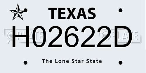 H02622D Texas License Plate