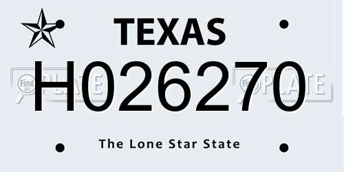 H026270 Texas License Plate