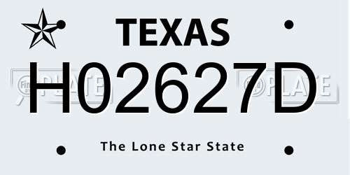 H02627D Texas License Plate