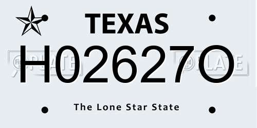 H02627O Texas License Plate