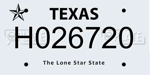 H026720 Texas License Plate