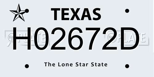 H02672D Texas License Plate