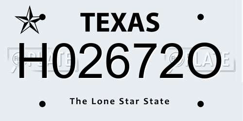 H02672O Texas License Plate