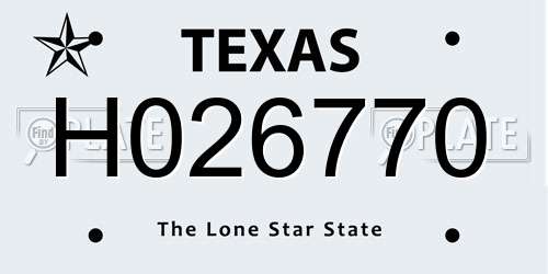 H026770 Texas License Plate