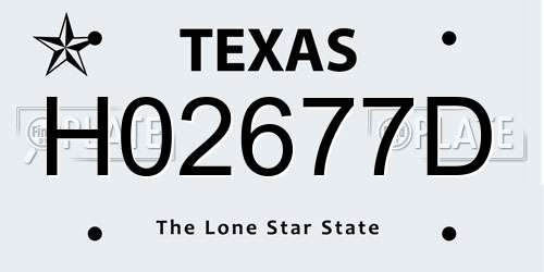 H02677D Texas License Plate