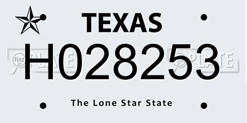 H028253 Texas License Plate