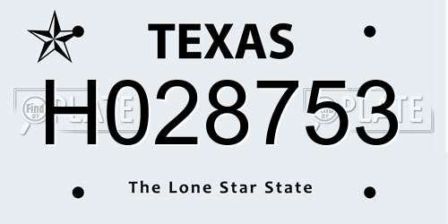 H028753 Texas License Plate