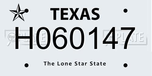 H060147 Texas License Plate