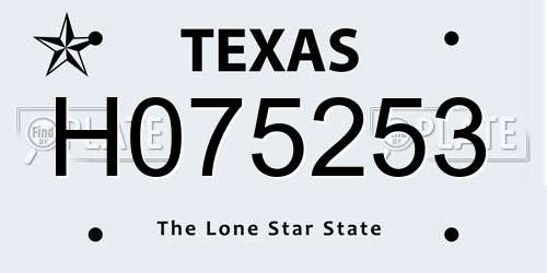 H075253 Texas License Plate