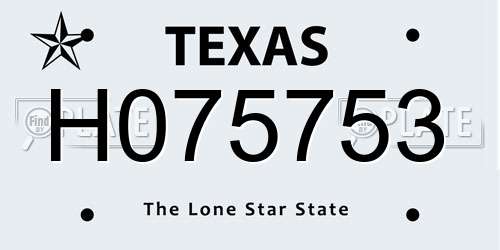 H075753 Texas License Plate