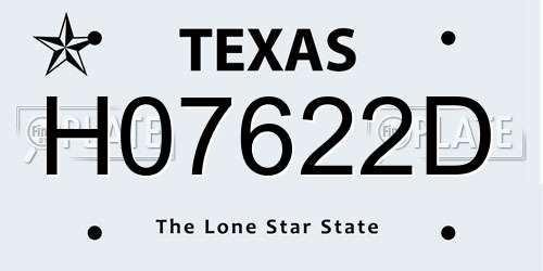 H07622D Texas License Plate